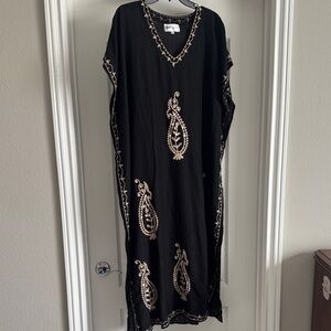 Boho Black Embroidered Maxi Dress